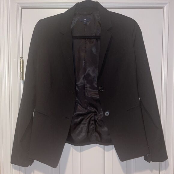 Gap Blazer Womens size 0 Black Lined Polyester Buttons Casual Career Work - Picture 1 of 10